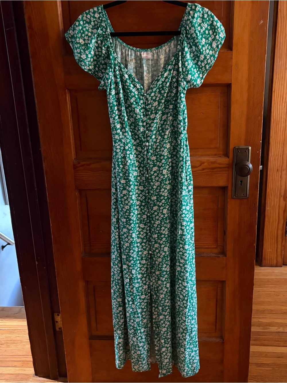 No Boundaries Green Floral Button-Down Midi Dress